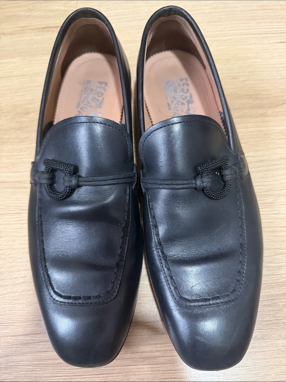 Salvatore Ferragamo Black Leather Gancini Loafers EU 37.5 Made in Italy
